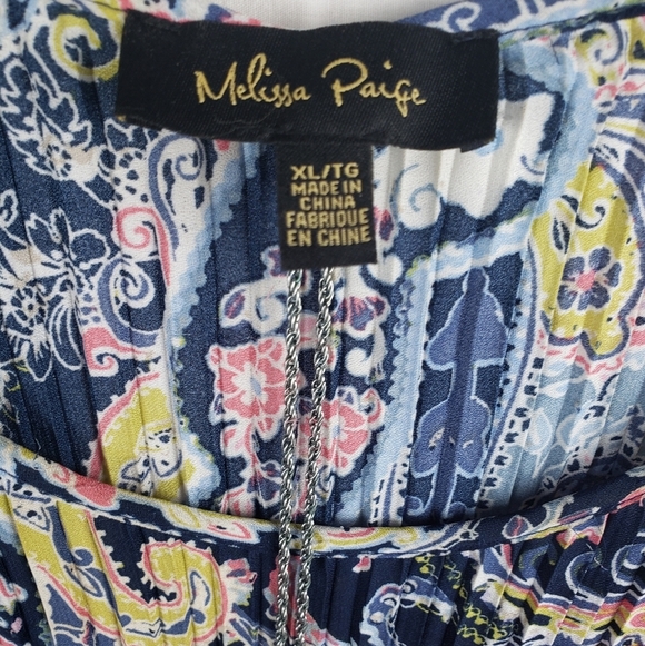 Melissa Paige Colorful Women's Paisley Accordian Fold Shirt Sz XL W/necklace - Picture 3 of 10